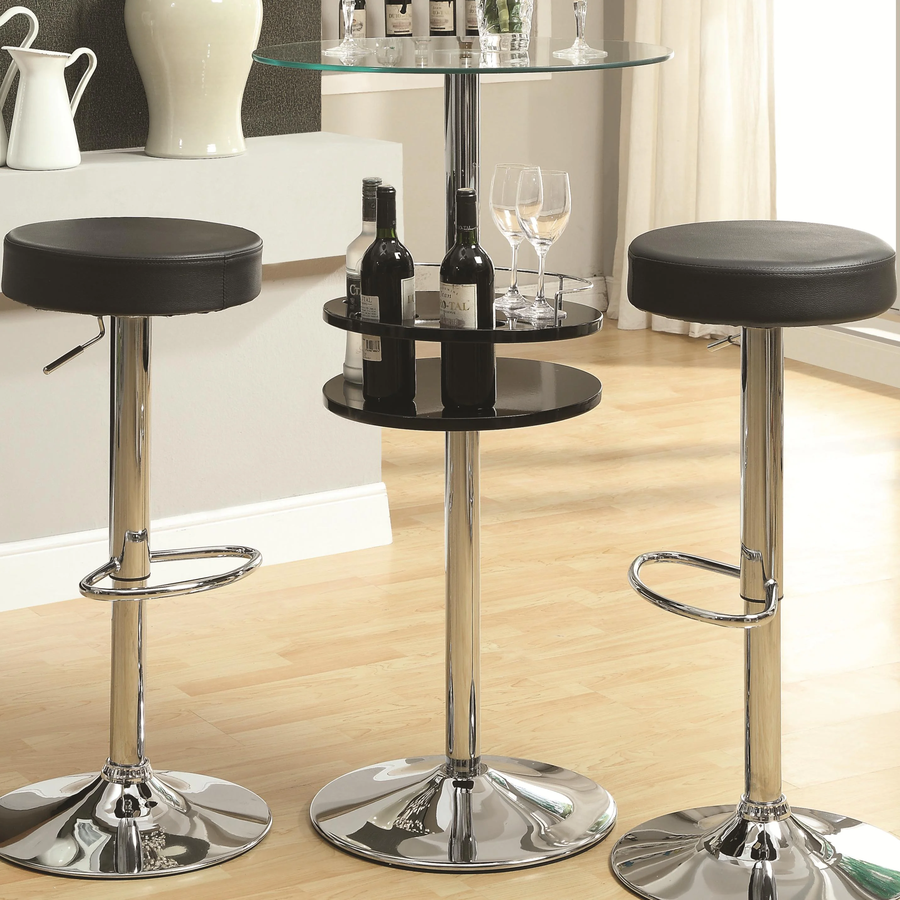 Coaster Bar Units and Bar Tables 120715 Black Bar Table with Tempered